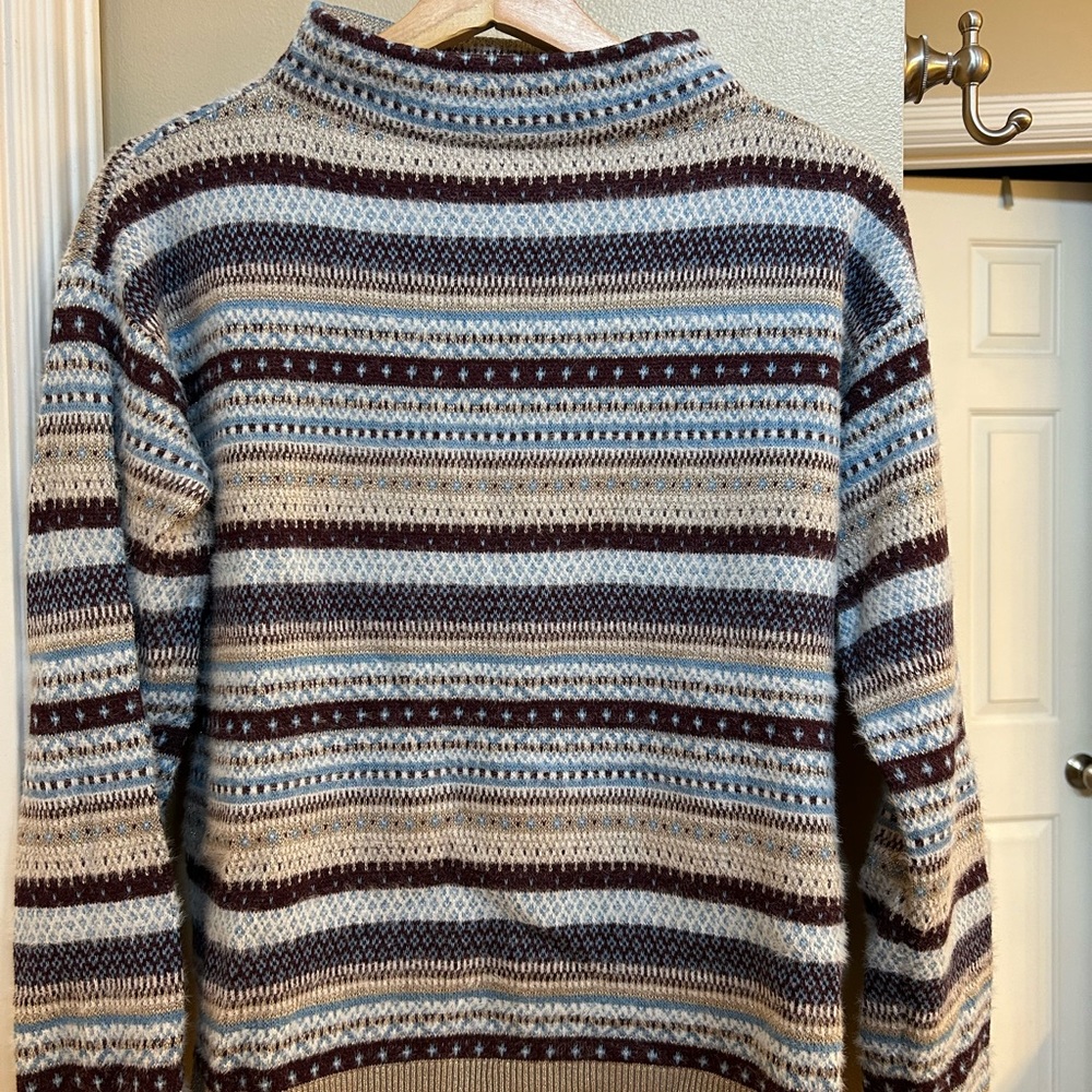 Ann Taylor blue striped sweater with some sparkle.